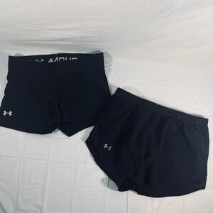 Under Armour Women’s Black Workout Gym Short Bundle Large (2)